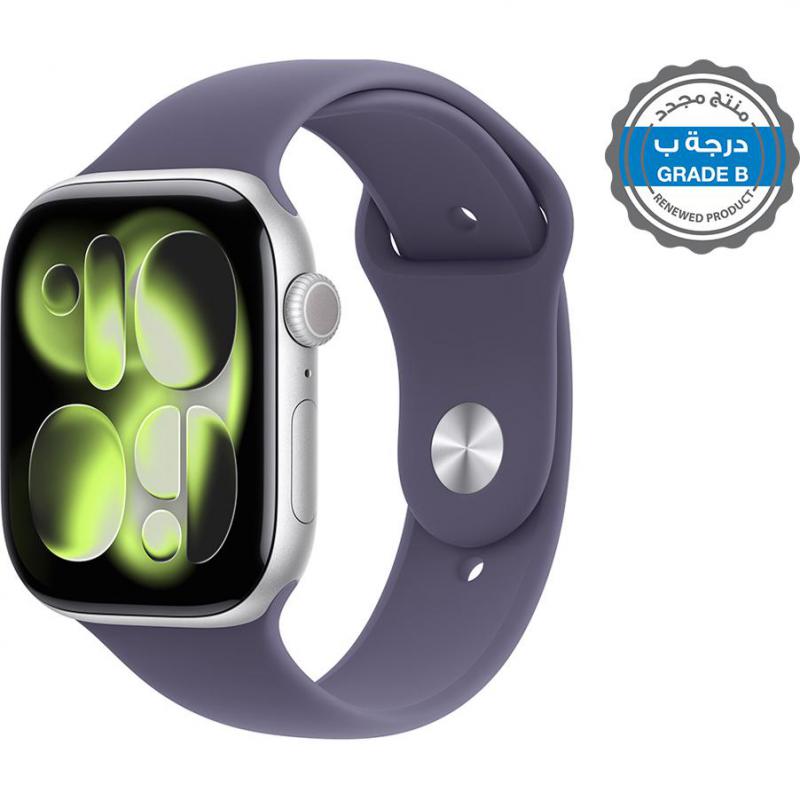 Renewed Grade B Apple Watch Series 11 46, GPS, Silver Aluminum Case/Purple Fog Sport Band - S/M