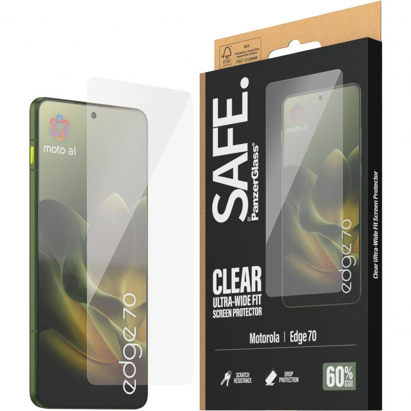 PanzerGlass SAFE Case Friendly Smartphone Screen Protector, for Motorola edge 70, Tempered Glass, Edge-to-Edge, Black