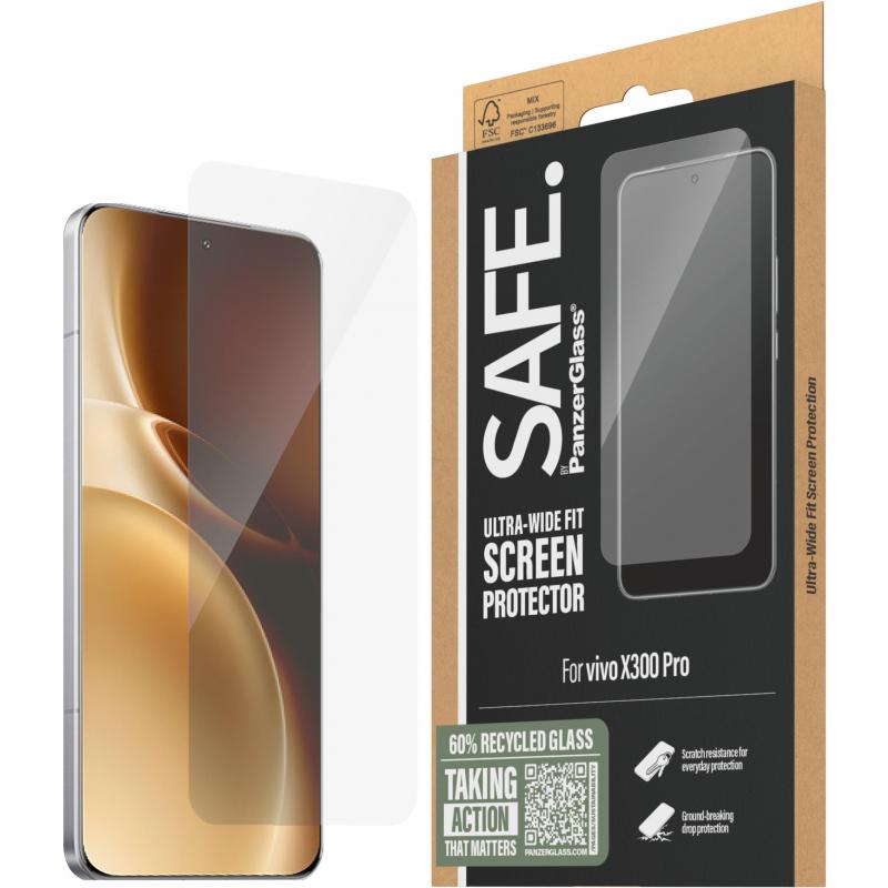 PanzerGlass SAFE Case Friendly Smartphone Screen Protector, for vivo X300 Pro, Tempered Glass, Edge-to-Edge, Black