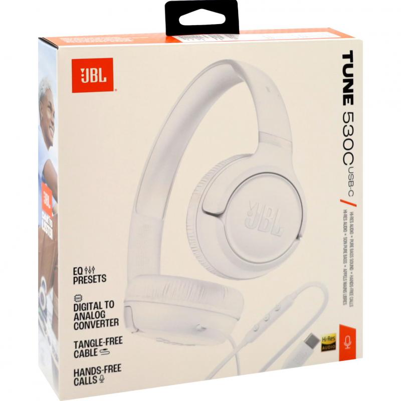 JBL Tune 530BT On-Ear Headphones, Bluetooth, USB (Charging), Built-in Microphone, White — 6