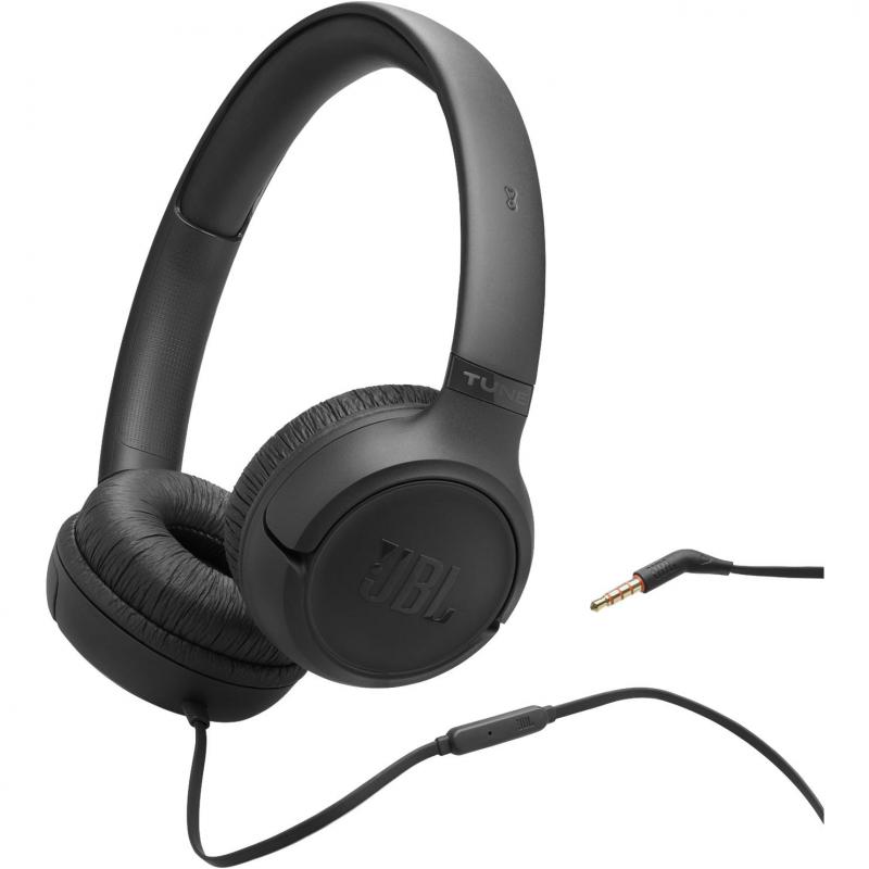 JBL Tune 530 On-Ear Headphones, Wired, Built-in Microphone, Black