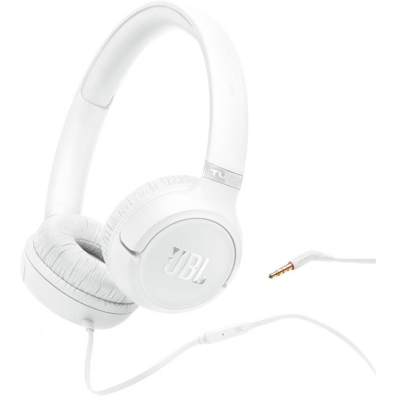 JBL Tune 530 On-Ear Headphones, Wired, Built-in Microphone, White