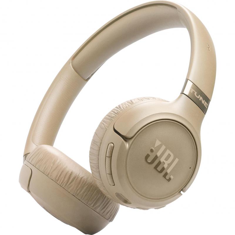 JBL On-Ear Headphones, Active Noise Cancelling, Bluetooth, Built-in Microphone, Beige