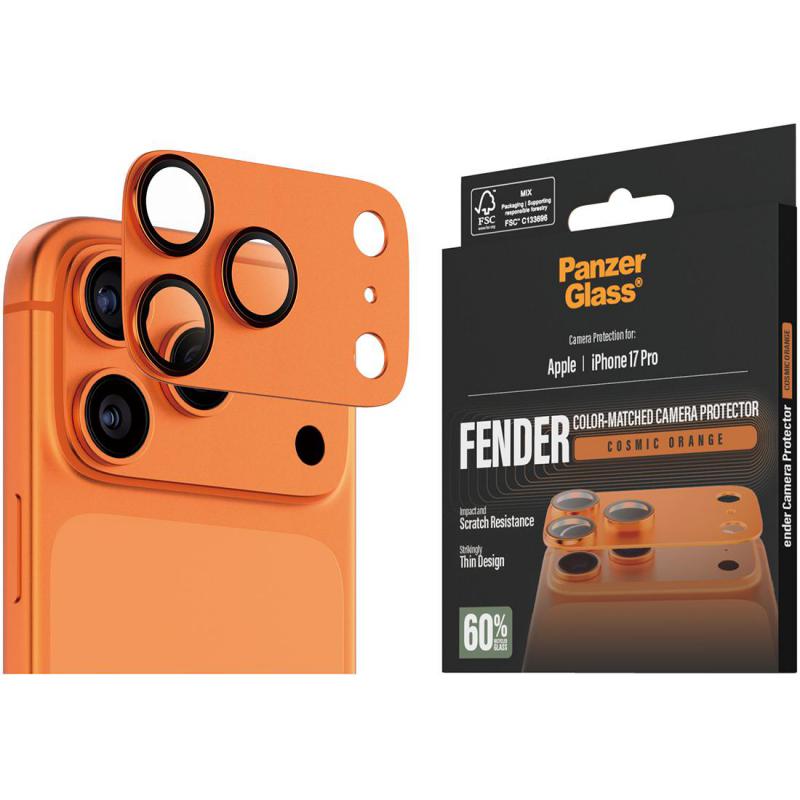 PanzerGlass Fender Color-Matched Camera Protector (Full Frame) Smartphone Camera Accessory, for iPhone 17 Pro, Cosmic Orange