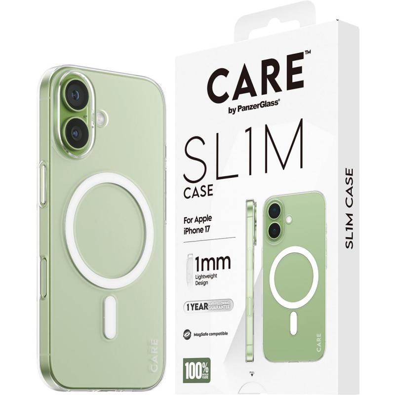 PanzerGlass SL1M Back Cover Mobile Case with MagSafe, for iPhone 17, Transparent