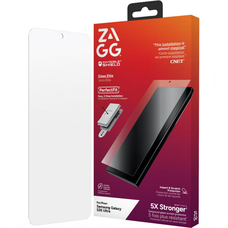 Zagg Invisible Shield Glass Elite Smartphone Screen Protector, for Samsung Galaxy S26 Ultra, Made with Recycled Glass