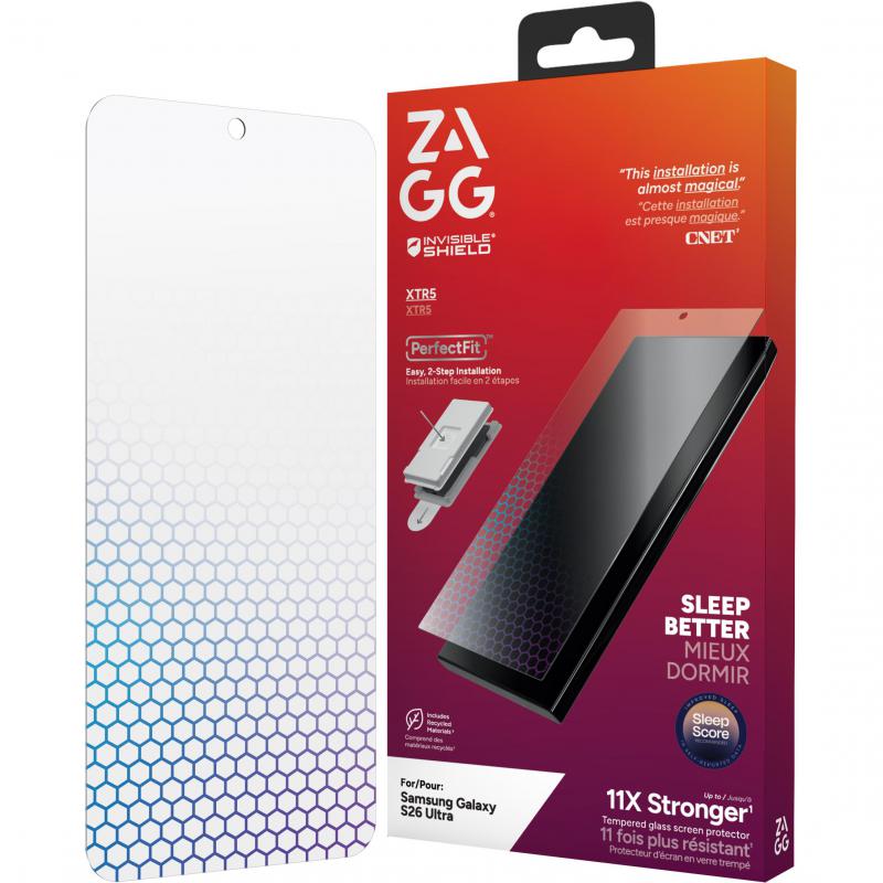 Zagg Invisible Shield Glass XTR5 Smartphone Screen Protector, for Samsung Galaxy S26 Ultra, Made with Recycled Glass