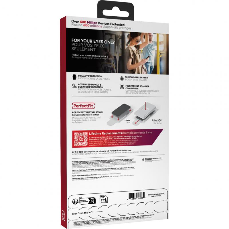 Zagg Invisible Shield Glass Elite Privacy Smartphone Screen Protector, for Samsung Galaxy S26+/Galaxy S26 Edge, Made with Recycled Glass — 2