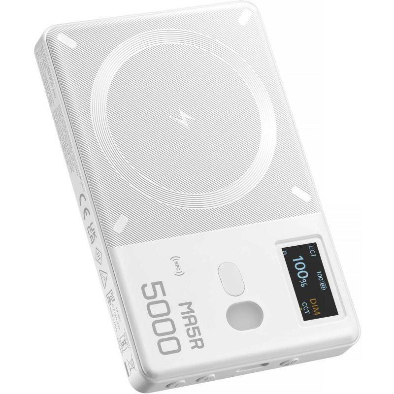 Godox MA5R Magnetic Charging Full-Color LED Light, Qi/PMA, 5000 mAh, Single USB-C (I/O Charging), Black