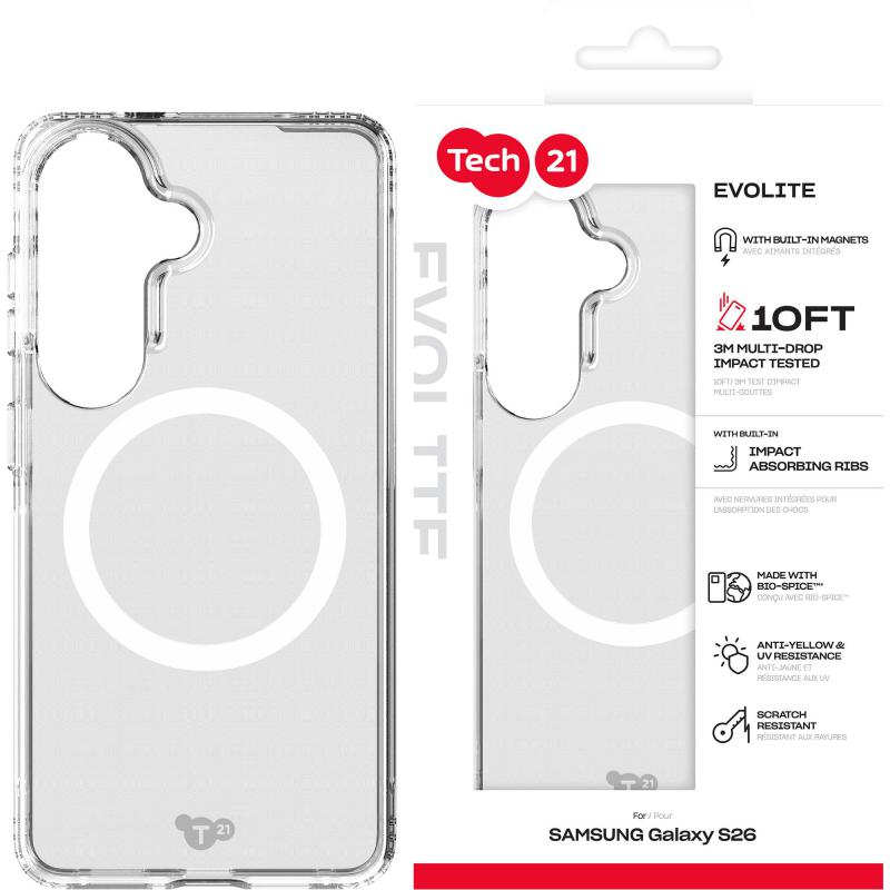 EvoLite Back Cover Mobile Case, for Samsung Galaxy S26, Clear