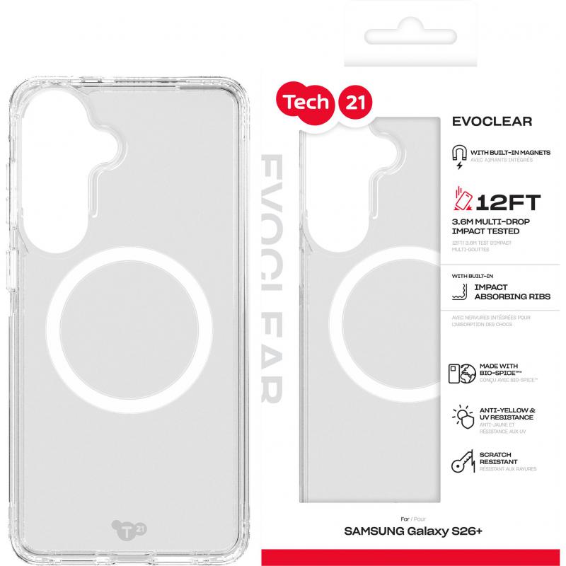 EvoClear with Magnet Back Cover Mobile Case with MagSafe, for Samsung Galaxy S26+, Clear
