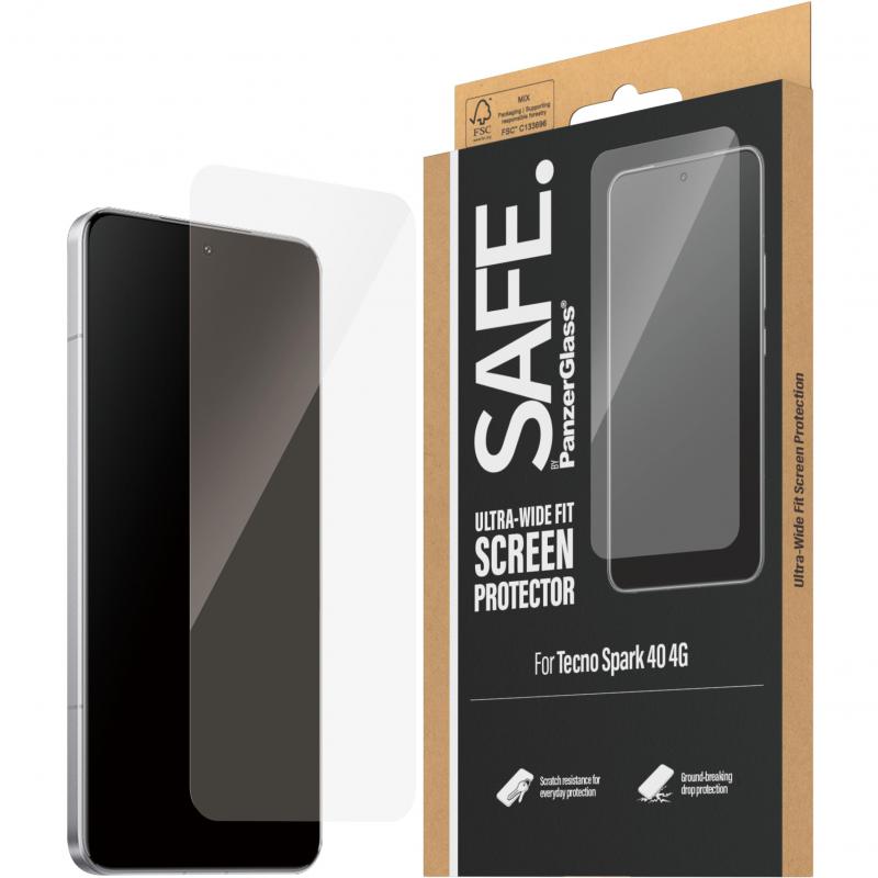 PanzerGlass SAFE Case Friendly Smartphone Screen Protector, for Tecno Spark 40, Tempered Glass, Edge-to-Edge