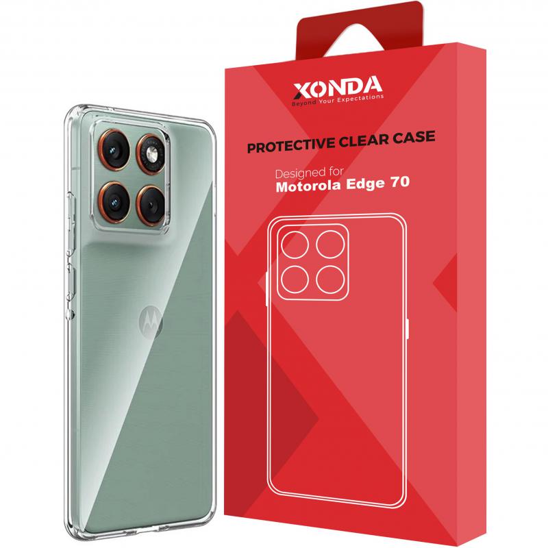 Xonda Back Cover Mobile Case with Strap, for Motorola edge 70, Clear