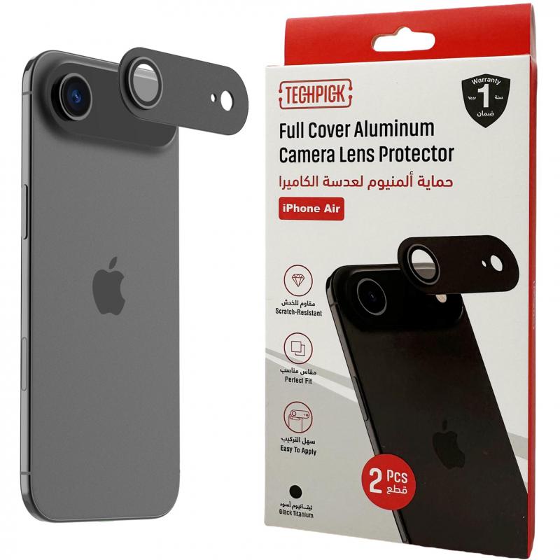 Techpick Full Coverage Aluminum Color-Matched Camera Protector (Full Frame) Smartphone Camera Accessory, for iPhone Air, Space Black