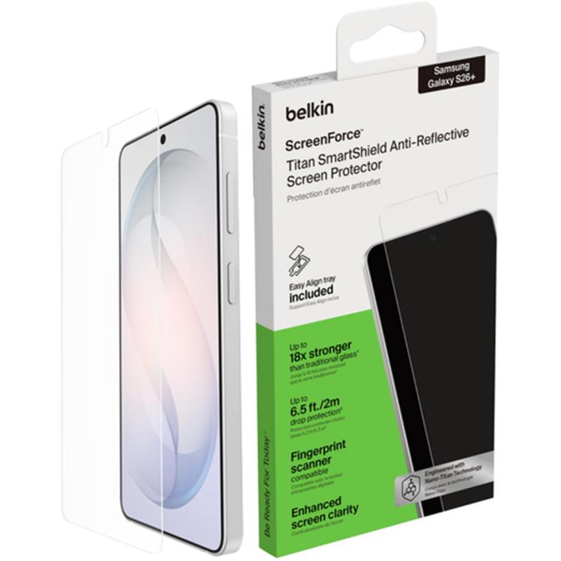 Belkin ScreenForce Titan Glass Smartphone Screen Protector, for Samsung Galaxy S26+, Clear