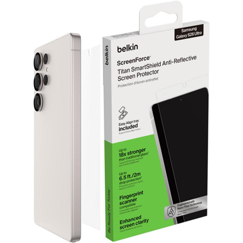 Belkin ScreenForce Titan Glass Smartphone Screen Protector, for Samsung Galaxy S26 Ultra, Clear