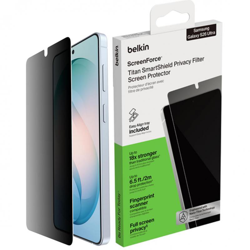 Belkin ScreenForce Titan Glass Smartphone Screen Protector, for Samsung Galaxy S26 Ultra, Privacy