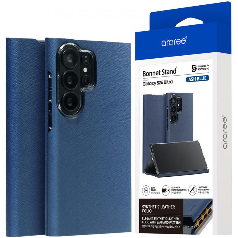 Araree Bonnet Stand Flip Cover Mobile Case, for Samsung Galaxy S26 Ultra, Ash Blue