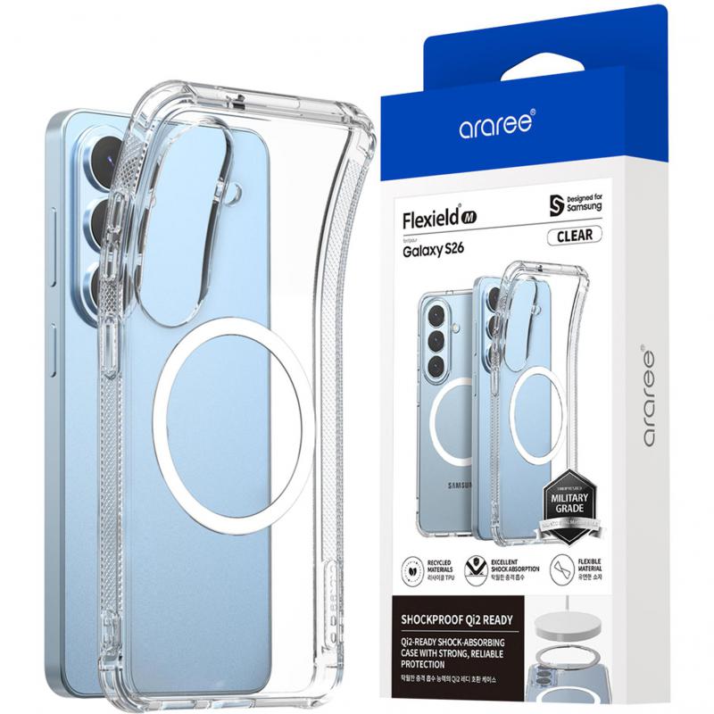Araree Flexield M Back Cover Mobile Case with MagSafe, for Samsung Galaxy S26, Clear