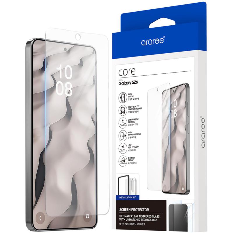 Araree Core Smartphone Screen Protector, for Samsung Galaxy S26, Tempered Glass