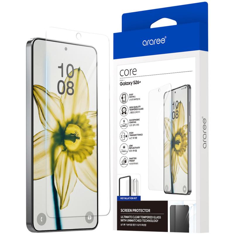 Araree Core Smartphone Screen Protector, for Samsung Galaxy S26+, Tempered Glass
