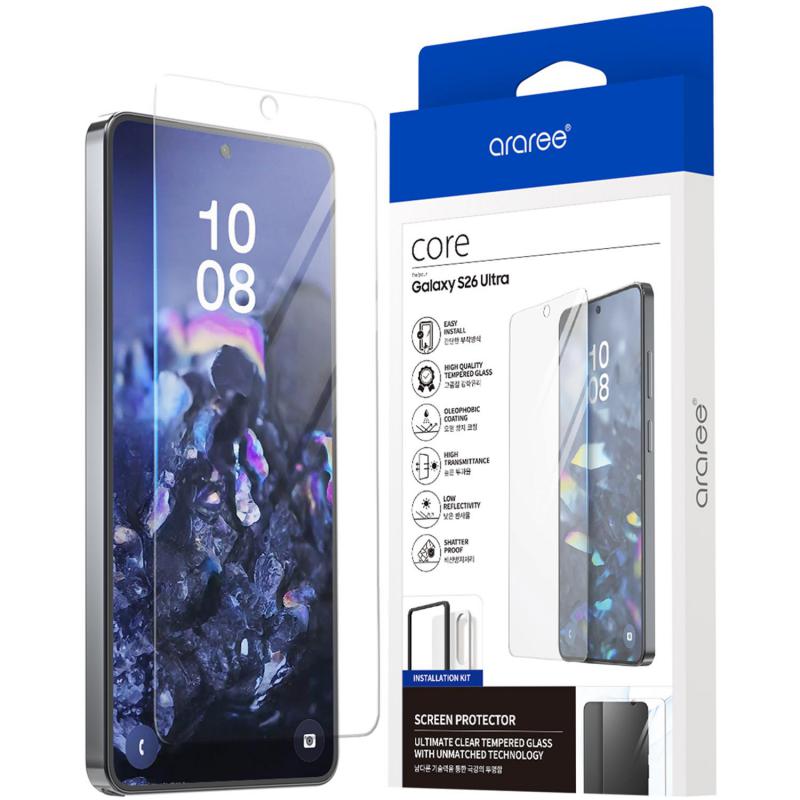 Araree Core Smartphone Screen Protector, for Samsung Galaxy S26 Ultra, Tempered Glass