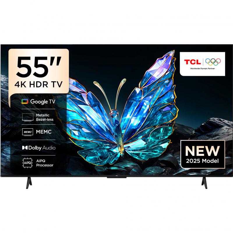 TCL 55" Smart TV, 4K LED, 60 Hz, Black, V6C