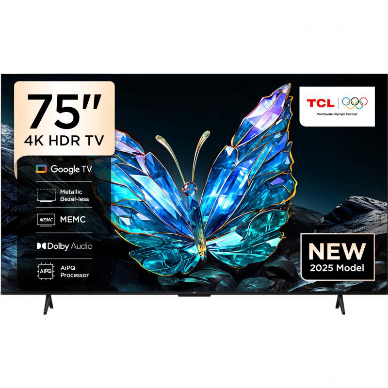 TCL 75" Smart TV, 4K LED, 60 Hz, Black, V6C