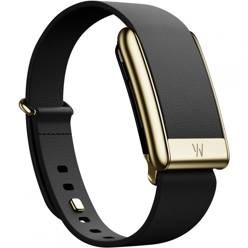 Whoop 5.0 LeatherLuxe Tapered Wrist Strap, for WHOOP One/Peak, Genuine Italian Leather, Large Band Size, Black/Gold