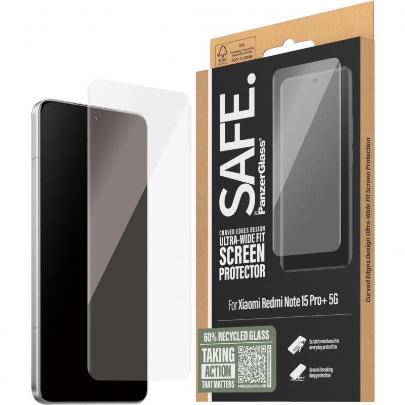 PanzerGlass SAFE Case Friendly Smartphone Screen Protector, for Xiaomi Redmi Note 15 Pro+ 5G, Tempered Glass, Edge-to-Edge, Black