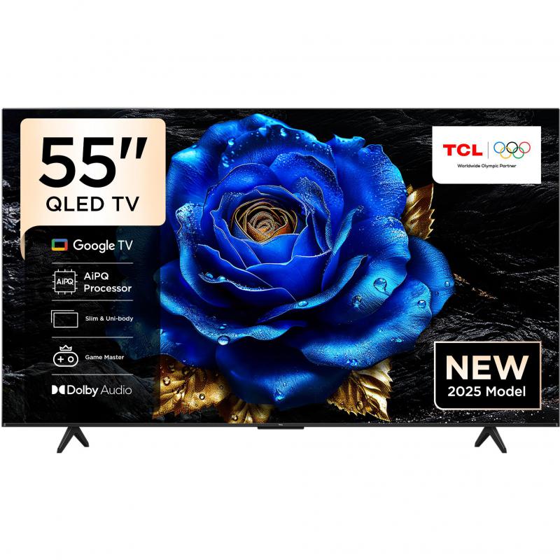 TCL 55" Smart TV, 4K QLED, 60 Hz, Black, 55T6C