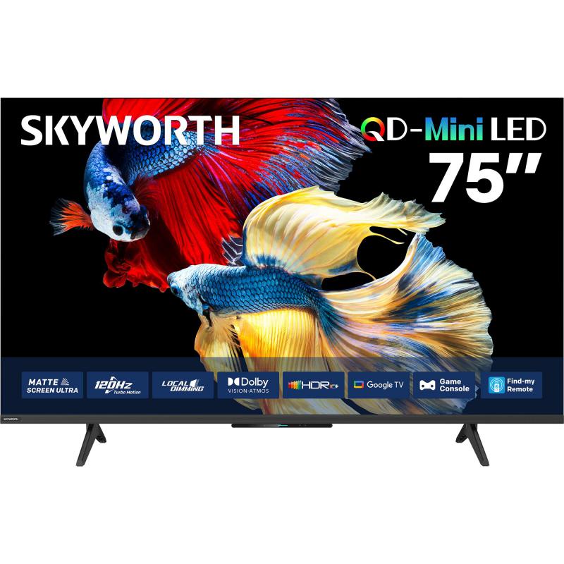 Skyworth 75" Smart TV, 4K QD Mini-LED, 120 Hz, Black, X6600H