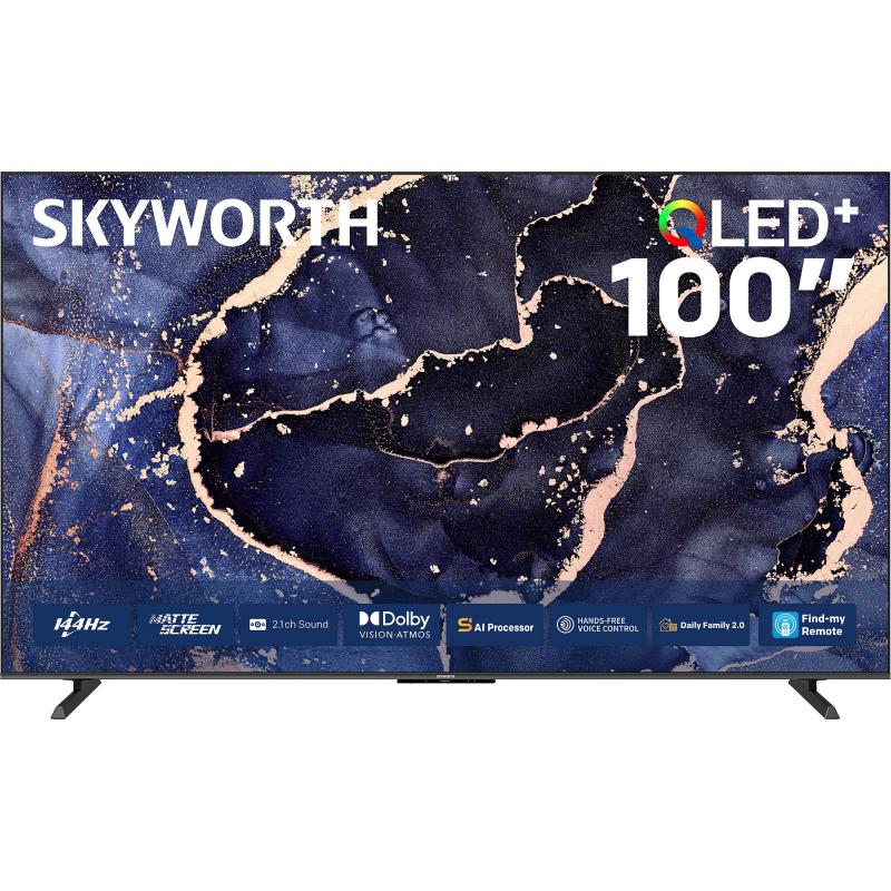 Skyworth 100" Smart TV, 4K QLED+, 144 Hz, Black, Q7800H
