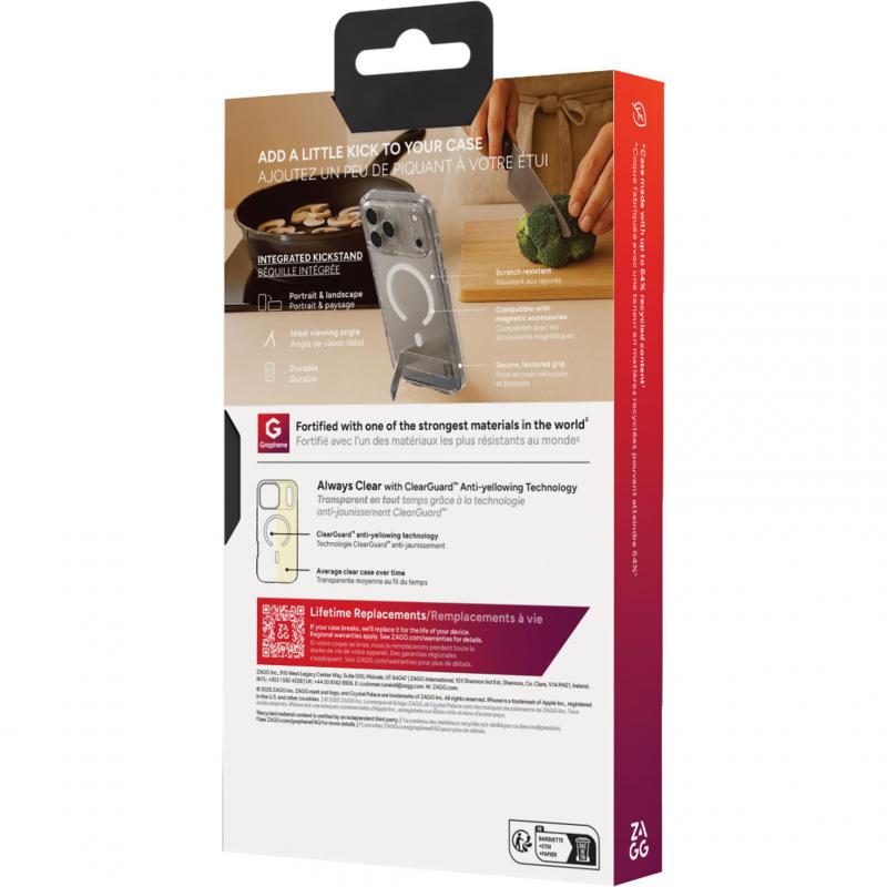 Zagg Crystal Palace Snap Kick Back Cover Mobile Case with MagSafe, for iPhone 17 Pro Max, Clear — 3