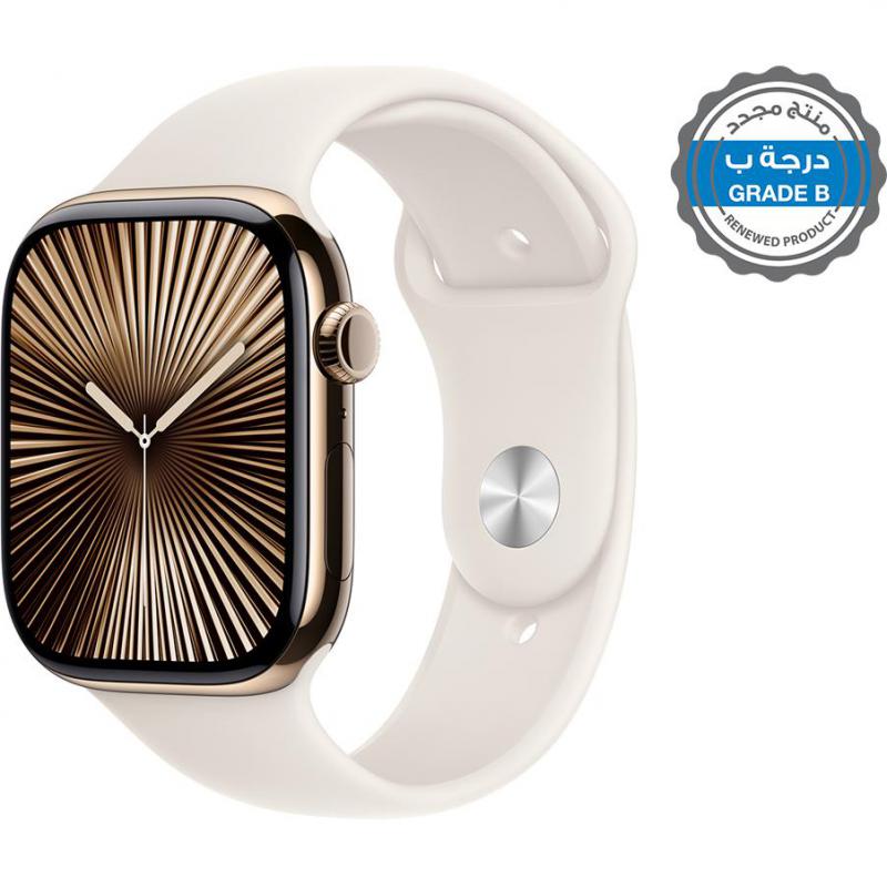 Renewed Grade B Apple Watch Series 10 46, Smartwatch, GPS + Cellular, Gold Titanium Case, Light Blush Sport Band, Medium/Large