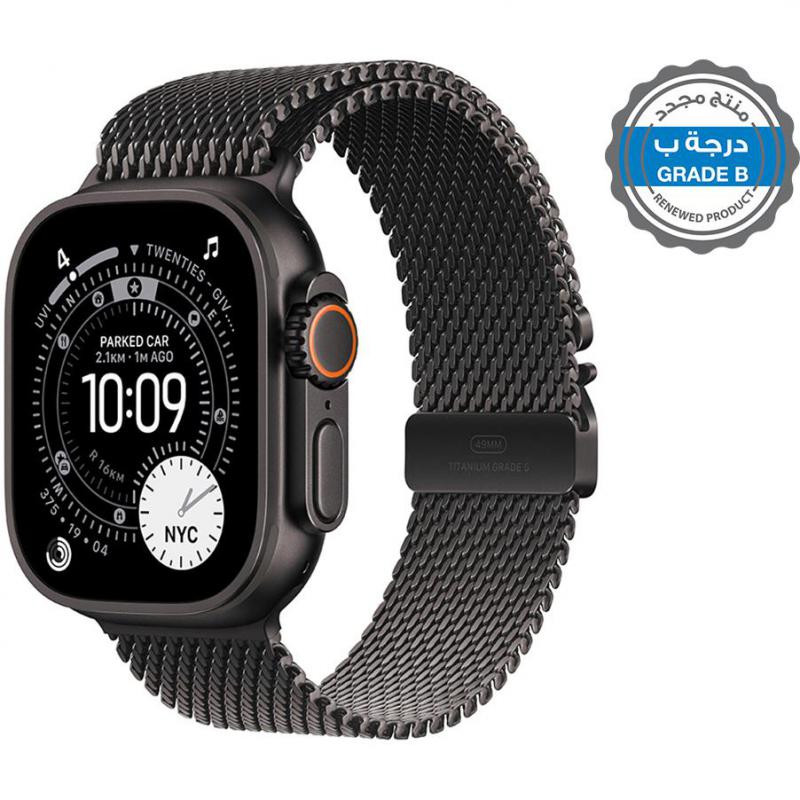 Renewed Grade B Apple Watch Ultra 3, GPS + Cellular, Black Titanium Case/Titanium Milanese Loop
