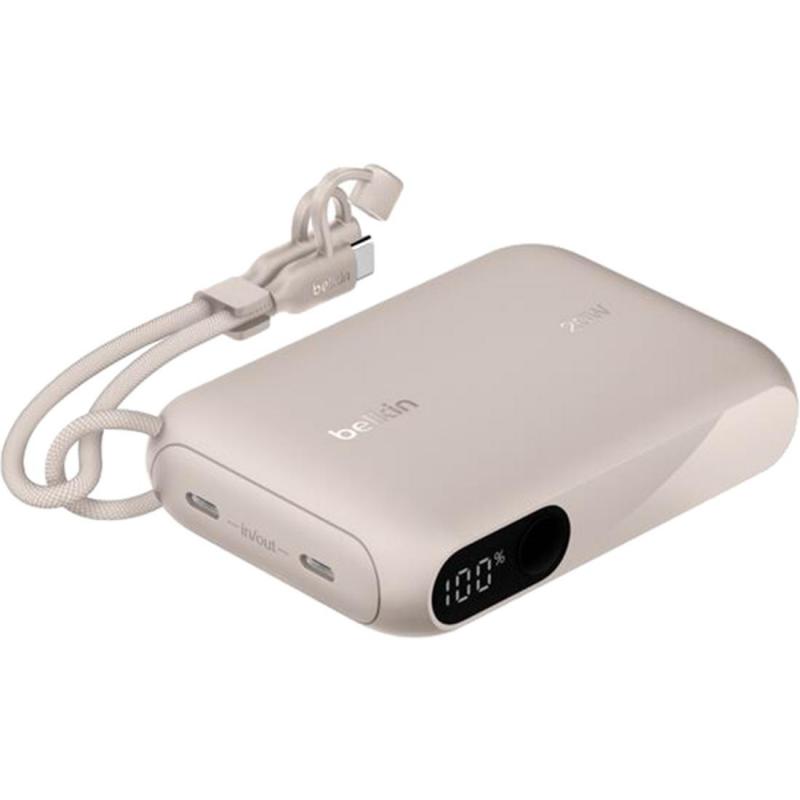 Belkin BoostCharge Power Bank 10000 mAh with Display, PD Fast Charging, 10000 mAh, Dual USB-C, Sand