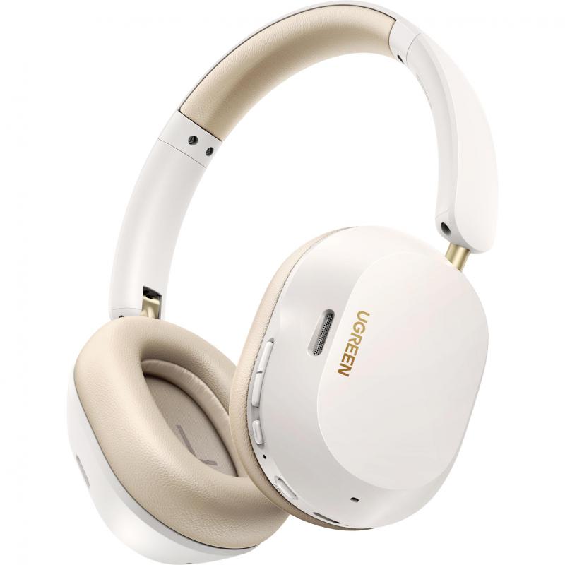 UGREEN Max 5C Over-Ear Headphones, Active Noise Cancelling, Bluetooth, USB-C, Built-in Microphone, White