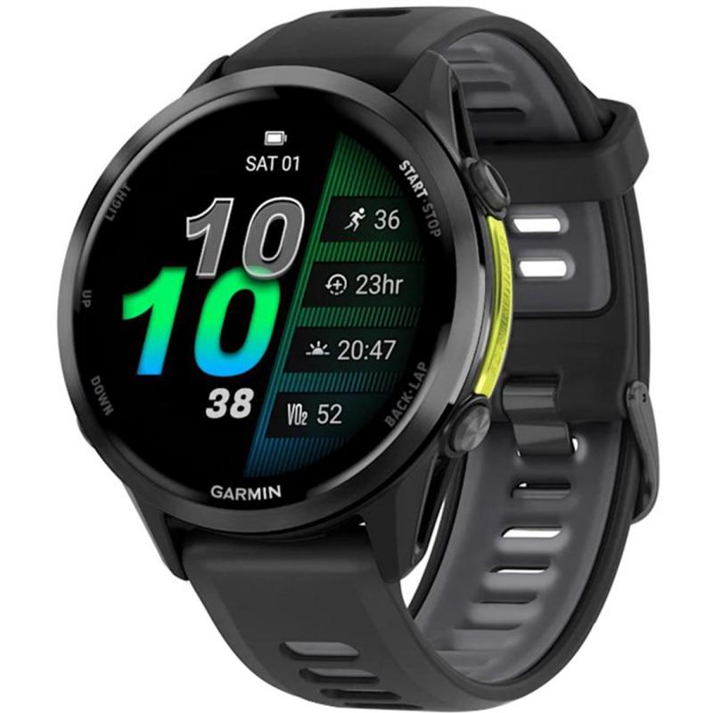 GARMIN Forerunner 970 Smartwatch, GPS, 1.4", Carbon Grey DLC Titanium Fibre-reinforced Polymer with Metal Rear Cover, Black Silicone Strap, One Size