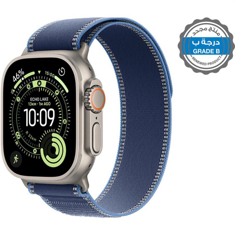 Renewed Grade B Apple Watch Ultra 3, Smartwatch, GPS + Cellular, Natural Titanium Case, Blue/Bright Blue Trail Loop, Medium/Large