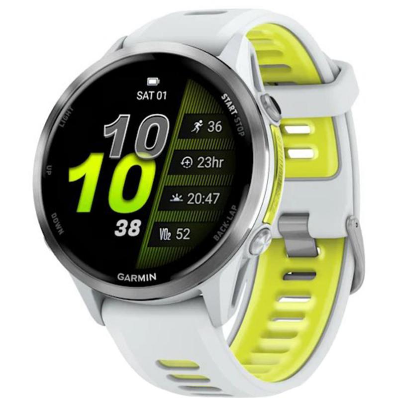 GARMIN Forerunner 970 Smartwatch, GPS, 1.4", White Fibre-reinforced Polymer with Metal Rear Cover, Whitestone Yellow Silicone Strap, One Size