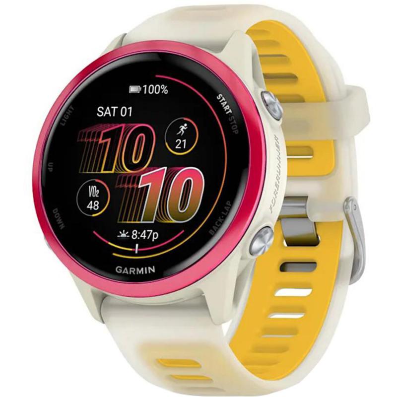 GARMIN Forerunner 570 Smartwatch, GPS, 1.2", Raspberry Fibre-reinforced Polymer, Amp Mango Silicone Strap, One Size
