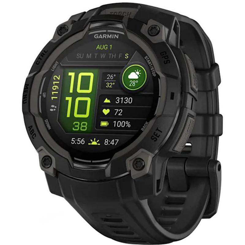 GARMIN Instinct 3 Smartwatch, GPS, 1.2", Black Fibre-reinforced Polymer, Black Silicone Strap, One Size