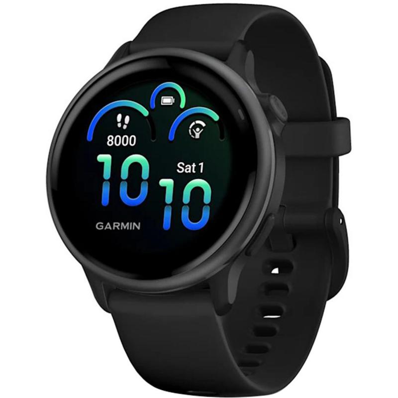 GARMIN Vivo Active 6 Smartwatch, GPS, 1.2", Black Fibre-reinforced Polymer, Black Silicone Strap, One Size