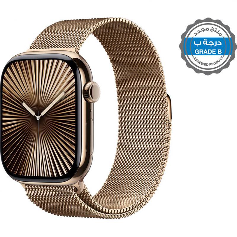 Renewed Grade B Apple Watch Series 10 42, Smartwatch, GPS + Cellular, Gold Titanium Case, Gold, Milanese Loop