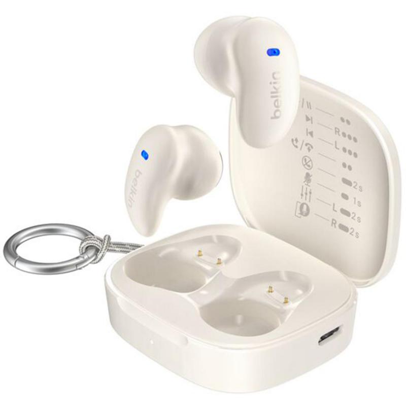 Belkin Anywhere Earbuds, Bluetooth, Built-in Microphone, White