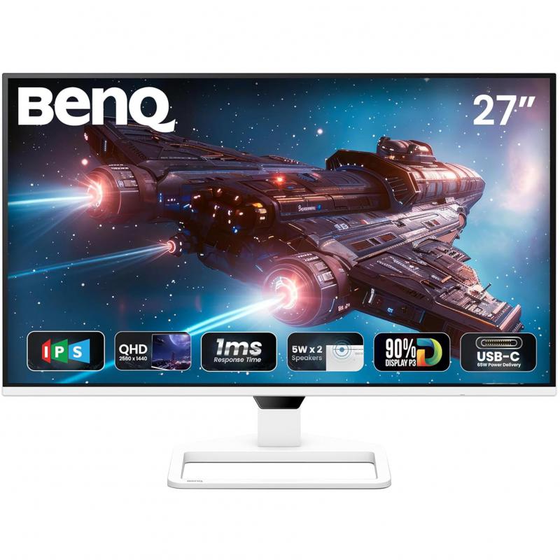 BenQ EW270Q 27" Gaming Monitor, LED, 2K, 200 Hz, 1ms (GtG), Built-in Dual Speaker (2 X 5W), White