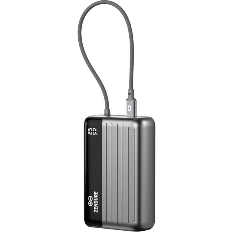 ZENDURE SuperMini Hybrid Compact 20000 mAh Power Bank 45W PD with Built-In USB-C Cable and Smart Display, PD Fast Charging, 10000 mAh, Single USB-C, Grey — 2