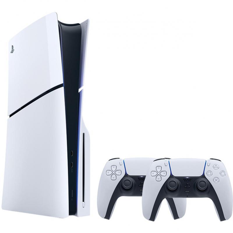 Sony PlayStation 5 Slim Console Blu-ray Edition, 1 TB, Bundle with DualSense Wireless Controller(White), White