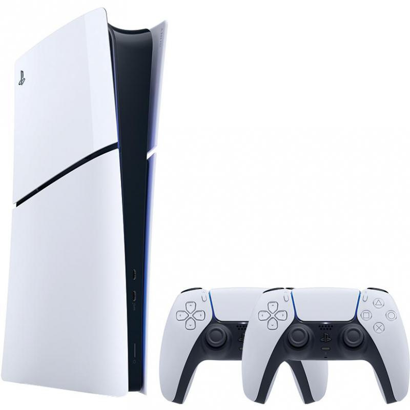 Sony PlayStation 5 Slim (DIG) 825 GB SSD, Bundle with DualSense Wireless Controller(White), White